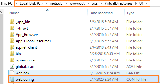 SharePoint Web Application Config File