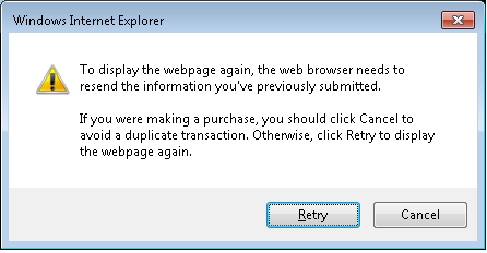 To display the webpage again the web browser needs to resend the information
