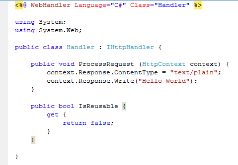 Generic Handler In Visual Studio