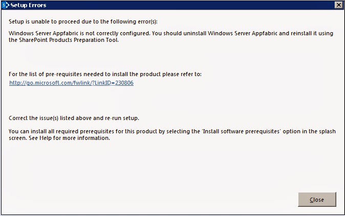 Windows Server AppFabric is not correctly configured.