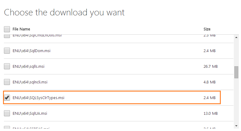 Download Microsoft System CLR Types for SQL Server 2012