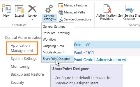 Allow SharePoint Designer to be used in this Web Application.