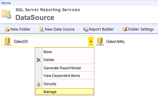 Manage Data source in SSRS