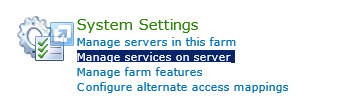 Manage services on server In SharePoint