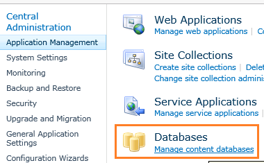 Manage Content Database