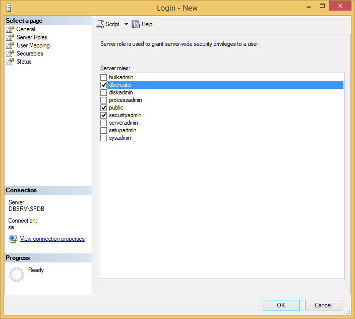 Provide the SharePoint Farm Account the required Permissions in SQL Server.