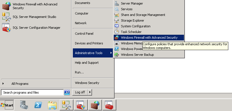 Open windows firewall with advanced security.