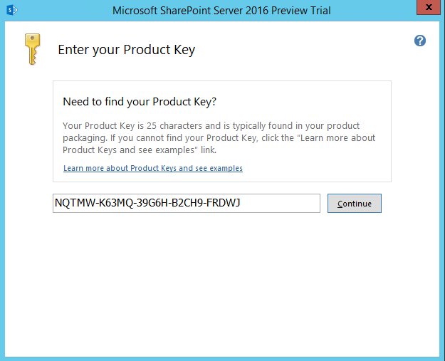 SharePoint Server 2016 product key