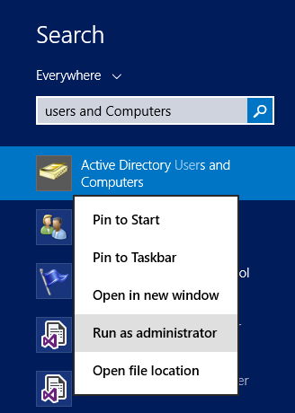 Open Active Directory users and computers