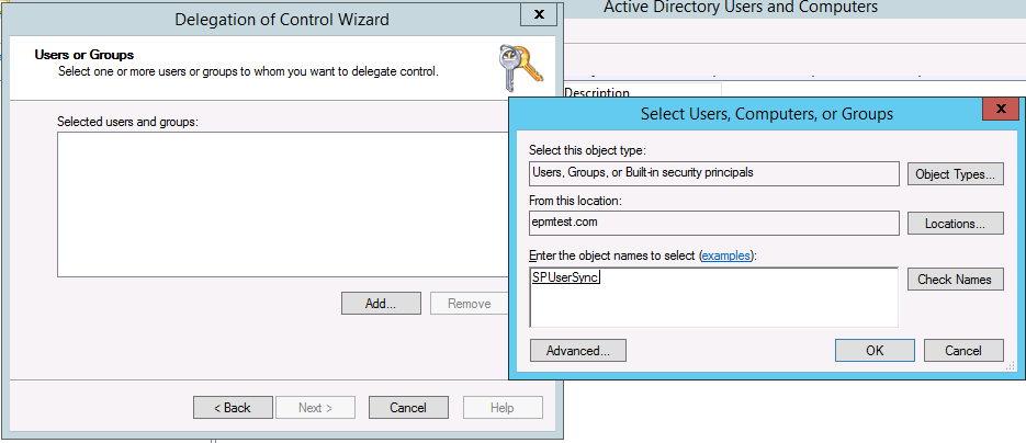 add user to delegation control in windows server