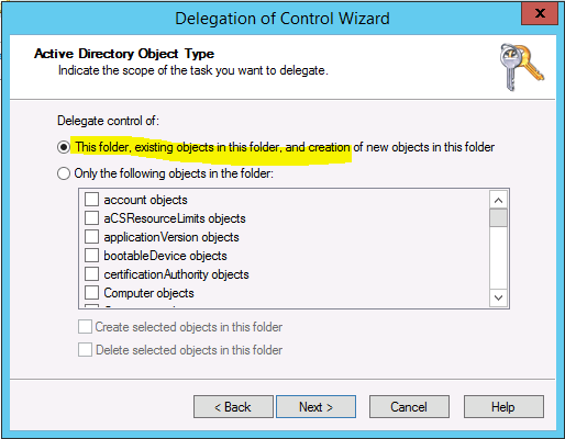 delegate this folder in windows server