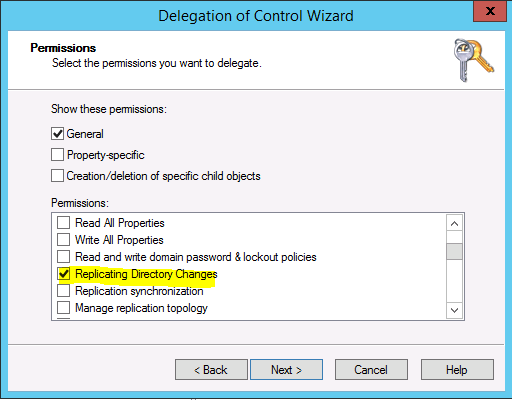 assign replicating directory changes In Windows Server