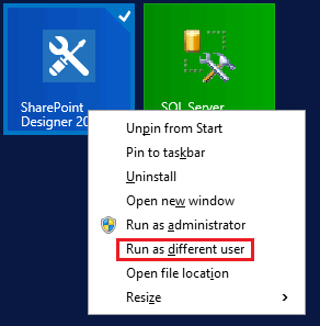 Open SharePoint Designer as different user