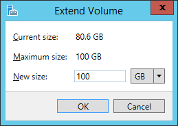 extend volume in windows server