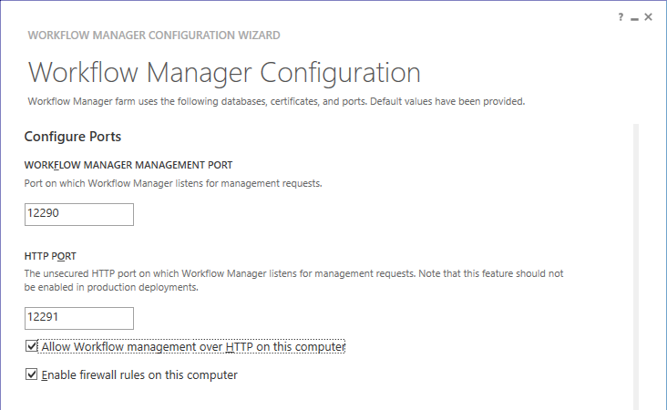 Configure Workflow Manager Ports