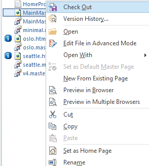 Check Out Master Page in SharePoint Designer 2013