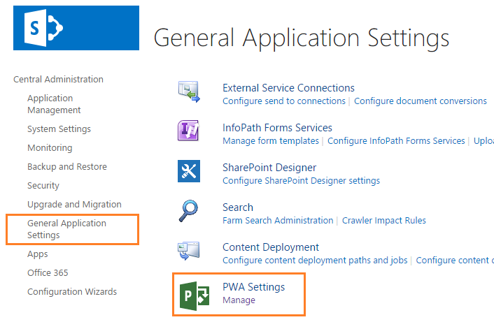 General Application Settings in Project Server