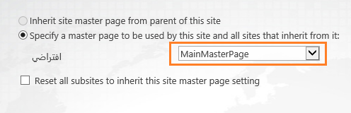 The current SharePoint Master Page Used