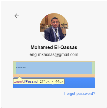 Password field selected