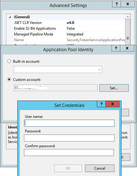 Set Application Pool Identity Credentials