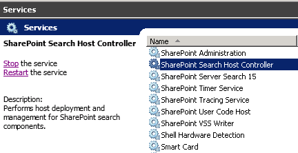 Restart the SharePoint Search Host Controller service 