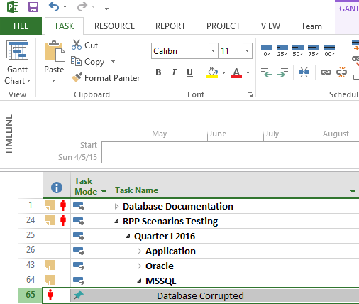 Show Task Hierarchy in Project Server 2016