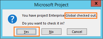 Check in global template in Project 2013