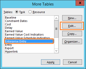 Edit Enterprise Entry table