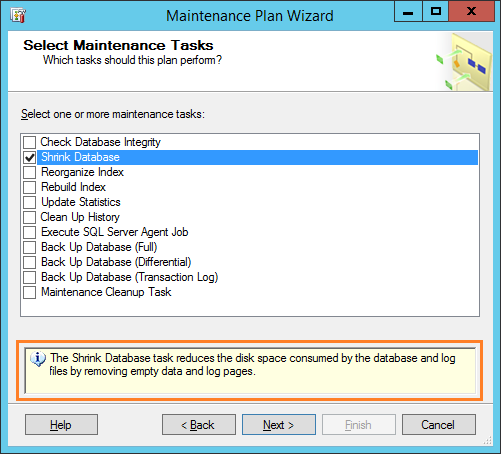 Shrink a Transaction Log File Maintenance Plan in SQL Server