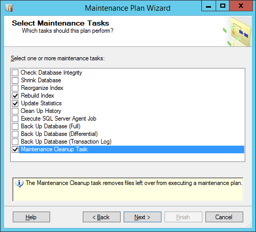 maintenance plan tasks