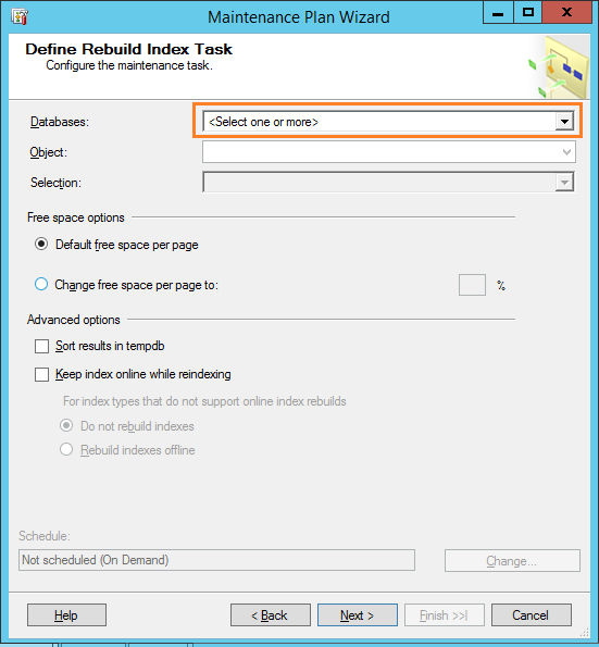 Define rebuild index task