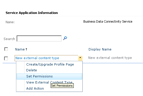 Permissions for Business Data Connectivity