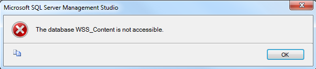 SharePoint Content Database is not accessible