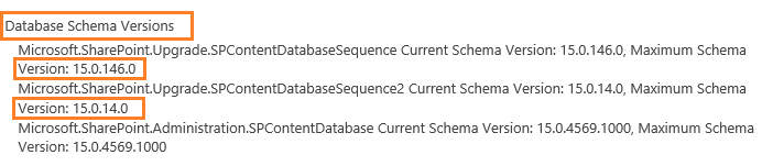 Get SharePoint content database schema versions