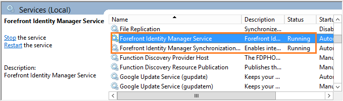 Start Forefront Identity Manager Services