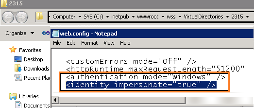 Set Impersonate in SharePoint Web.Config