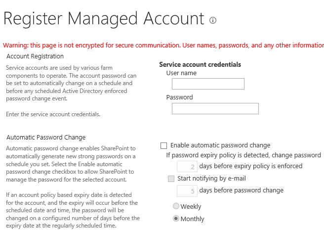 Register SharePoint managed Account