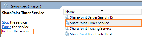 Restart SharePoint Timer Service