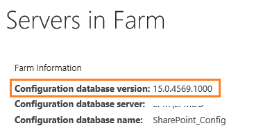 SharePoint Configuration database version