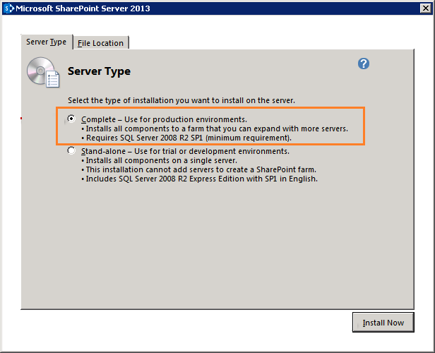 SharePoint Server Type