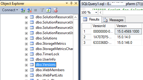 Get SharePoint Farm Build Version In SQL Server