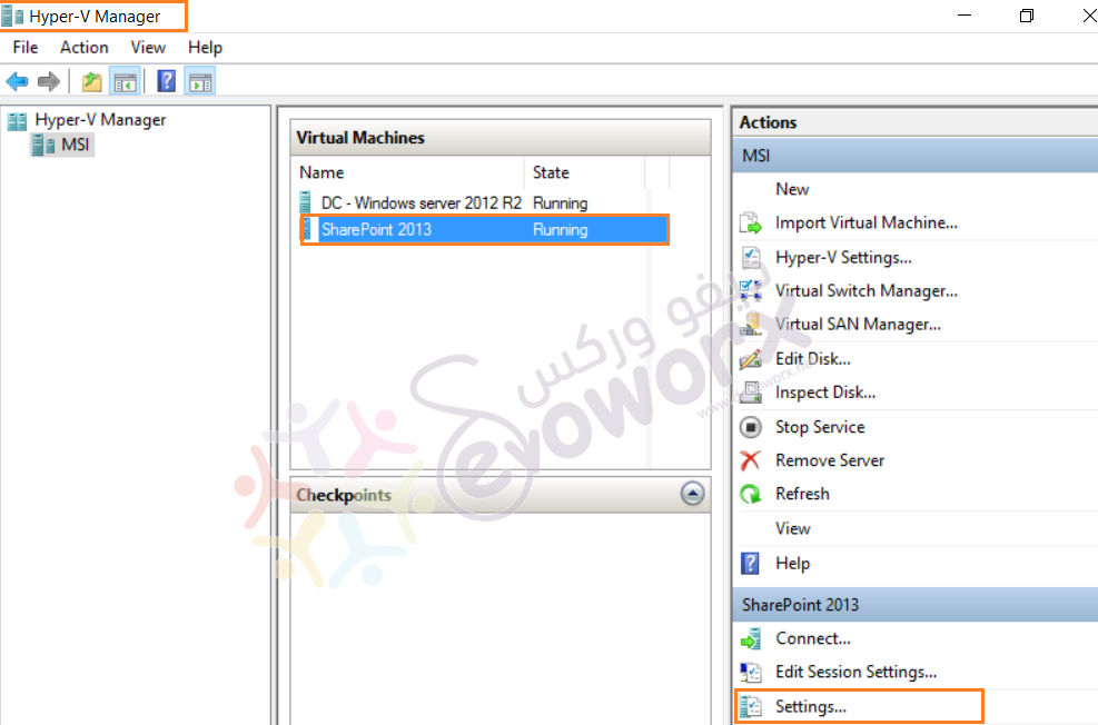 hardware settings in Hyper V