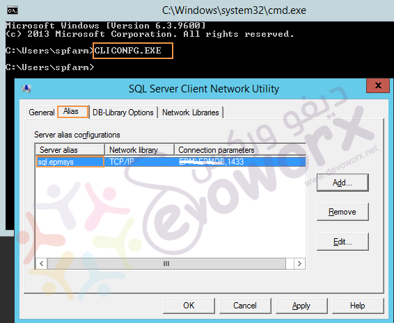 Get SQL Alias Name in Windows Server
