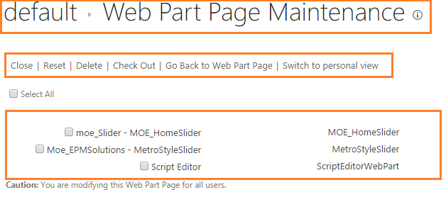 Web part page maintenance 