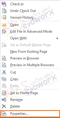 Open File Properties In SharePoint Designer