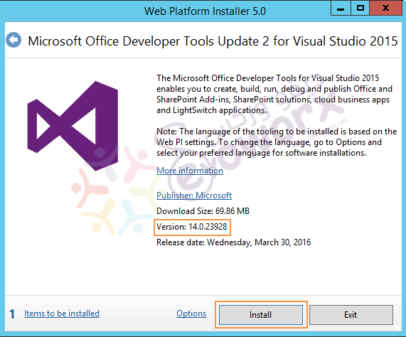 Install Microsoft Office Developer Tools for Visual Studio 2015