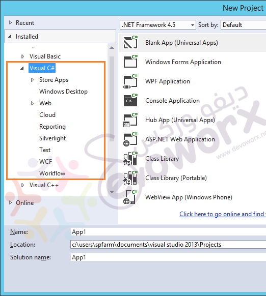 Missing office / SharePoint Template in Visual Studio 2013