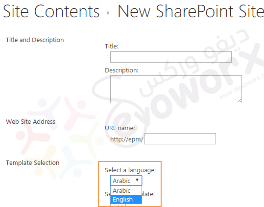 SharePoint site template language selection