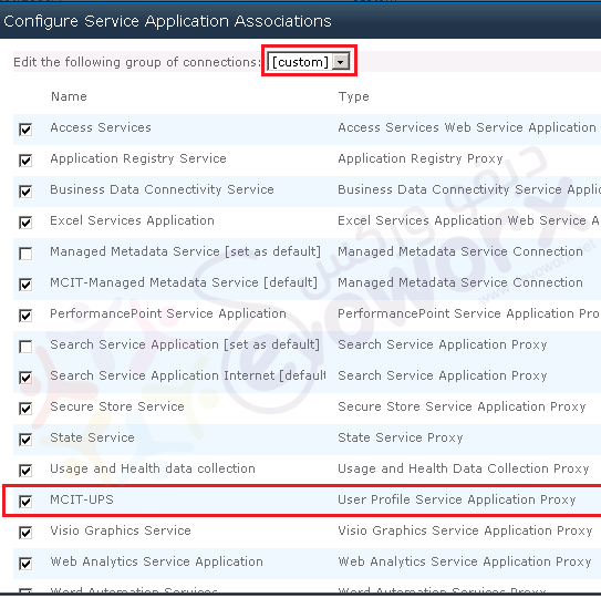 Service Application Assoiciation