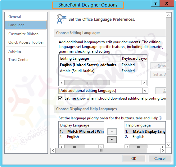 SharePoint Designer 2013 Language Options